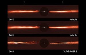 Découverte de mystérieuses ondulations au travers d'un disque de poussière