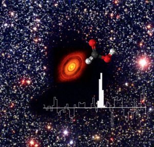 First detection of the simplest organic acid in the protoplanetary disk surrounding a Sun-like young star 